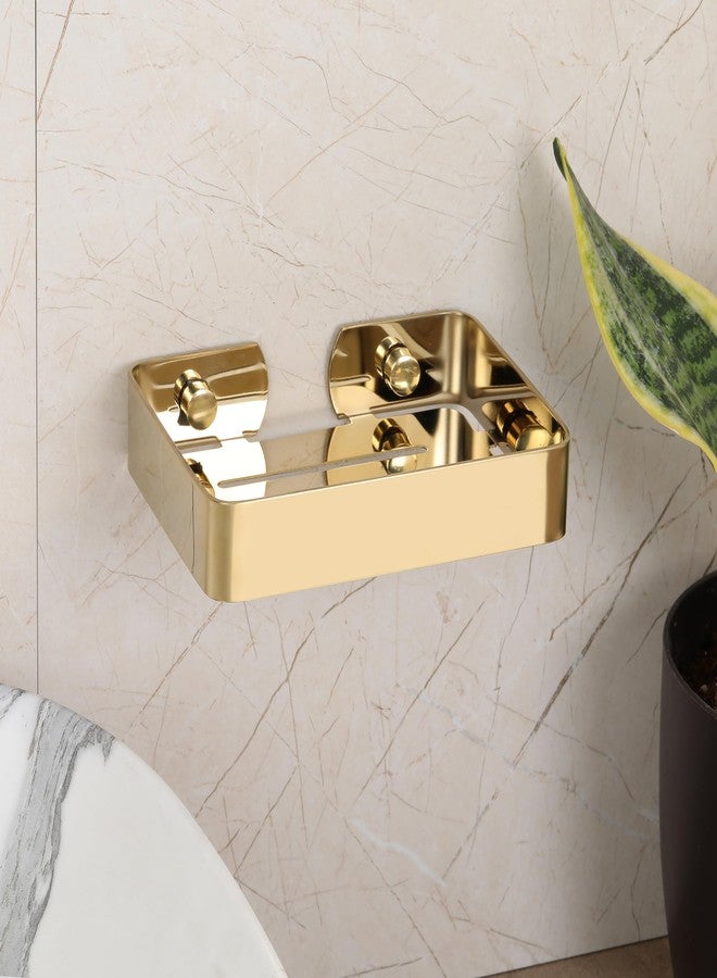 فورتون حامل صابون/طبق صابون/علبة صابون من الفولاذ المقاوم للصدأ من فورتشن، درجة 304، إكسسوارات حمام للمنازل والفنادق (عبوة من قطعة واحدة، طلاء ذهبي) - Image 2